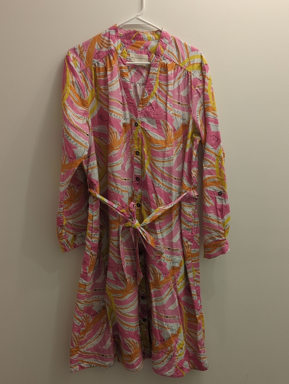 Vera for Anthropologie - Confetti Midi Shirtdress in Pink, Orange, & Yellow (XL)